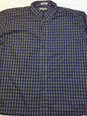 New! Foxfire Mens Flannel Shirt XXL 2XL Navy Red Plaid Vel-cro Fasteners Closure